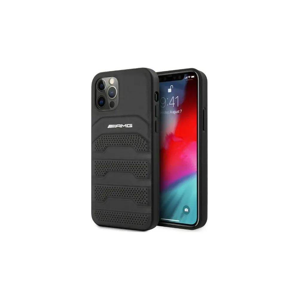 Hurtownia GSM - Etui AMG AMHCP12LGSEBK Apple iPhone 12 Pro Max hardcase kožené s raženými liniemi černé/black - MRS103 - {ean13} - Hurt