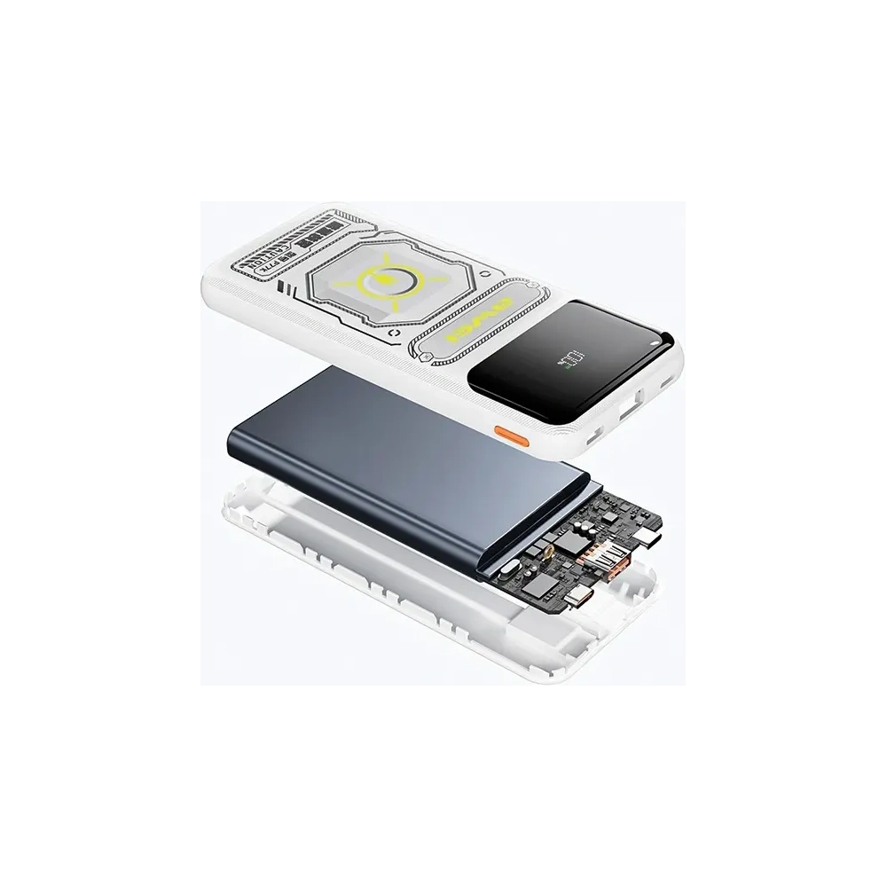 Hurtownia GSM - AWEI P77K 10000mAh 22.5W powerbank cu cabluri integrate Lightning și USB-C, negru - AWEI228 - {ean13} - Hurt