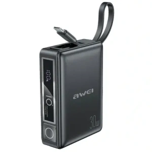 Hurtownia GSM - Powerbanka AWEI P87K 10000mAh 30W s vestavěným kabelem USB-C černá/black - AWEI229 - {ean13} - Hurt