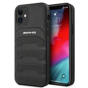 Hurtownia GSM - AMG AMHCP12SGSEBK Apple iPhone 12 mini carcasă dură din piele cu linii debossate neagră - MRS108 - {ean13} - Hurt