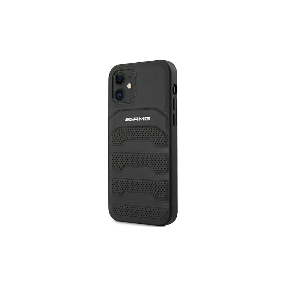 Hurtownia GSM - AMG AMHCP12SGSEBK Apple iPhone 12 mini kemény tok bőr dombornyomott vonalakkal fekete - MRS108 - {ean13} - Hurt