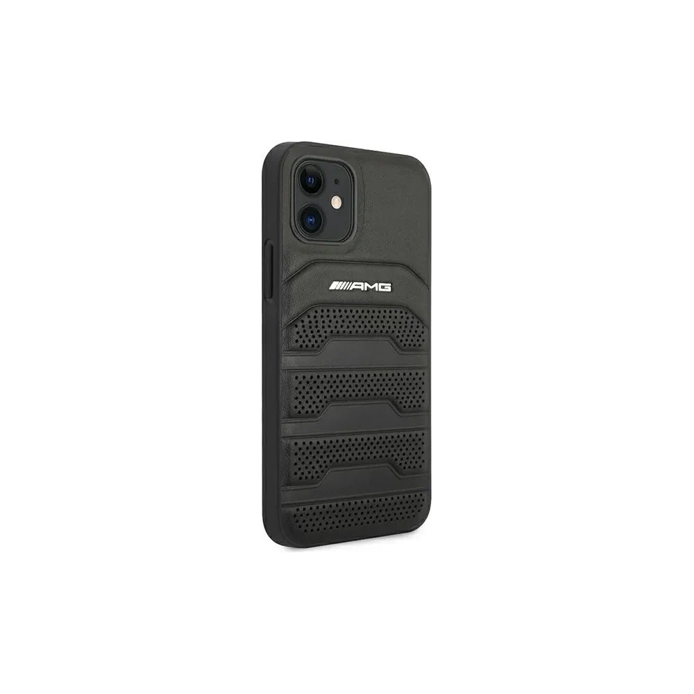 Hurtownia GSM - AMG AMHCP12SGSEBK Apple iPhone 12 mini kemény tok bőr dombornyomott vonalakkal fekete - MRS108 - {ean13} - Hurt