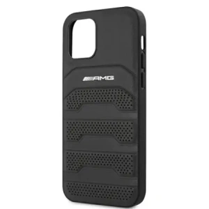 Hurtownia GSM - AMG AMHCP12SGSEBK Apple iPhone 12 mini kemény tok bőr dombornyomott vonalakkal fekete - MRS108 - {ean13} - Hurt