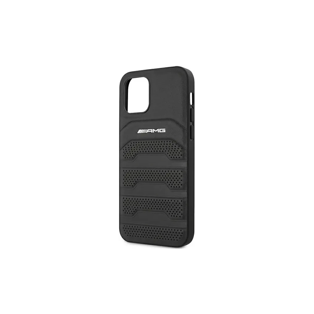 Hurtownia GSM - AMG AMHCP12SGSEBK Apple iPhone 12 mini kemény tok bőr dombornyomott vonalakkal fekete - MRS108 - {ean13} - Hurt