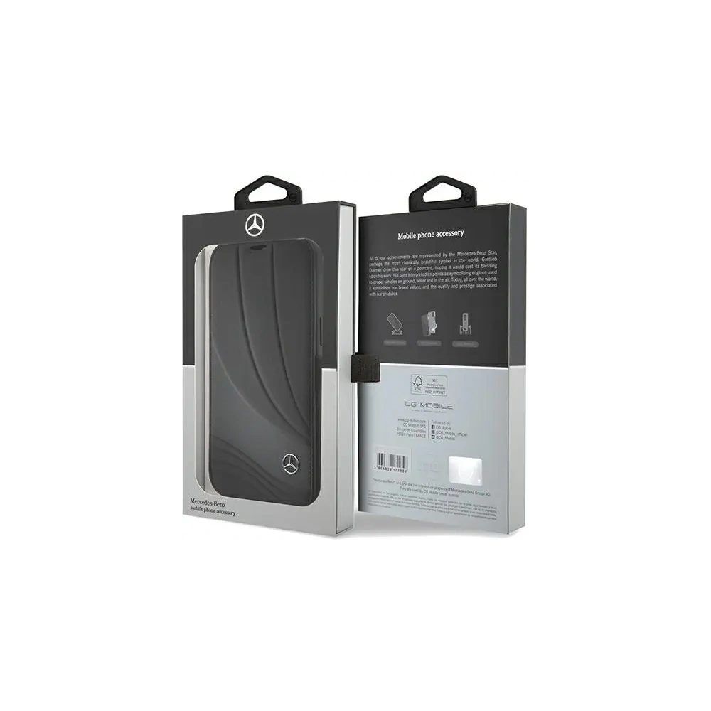 Hurtownia GSM - Mercedes MEBKP15L8ROLK Apple iPhone 15 Pro husă din piele cu model Wave neagră - MRS110 - {ean13} - Hurt