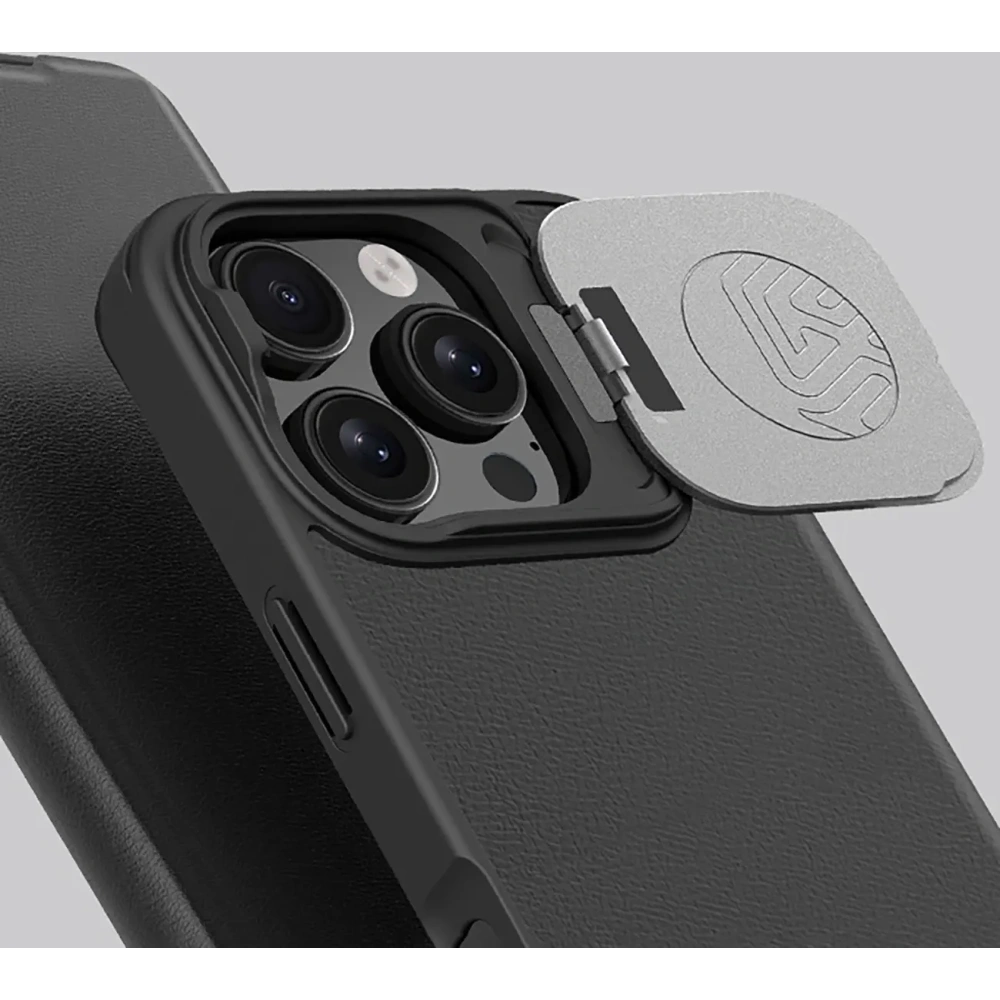 Hurtownia GSM - Etui Nillkin Qin Prop Leather Case Apple iPhone 16 Pro Max černé - NLK1608 - {ean13} - Hurt