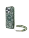 Etui Guess GUHMP16LHCPOFPA Apple iPhone 16 Pro hardcase IML Flowers Allover Electro With Pearl Strap MagSafe zielony/green