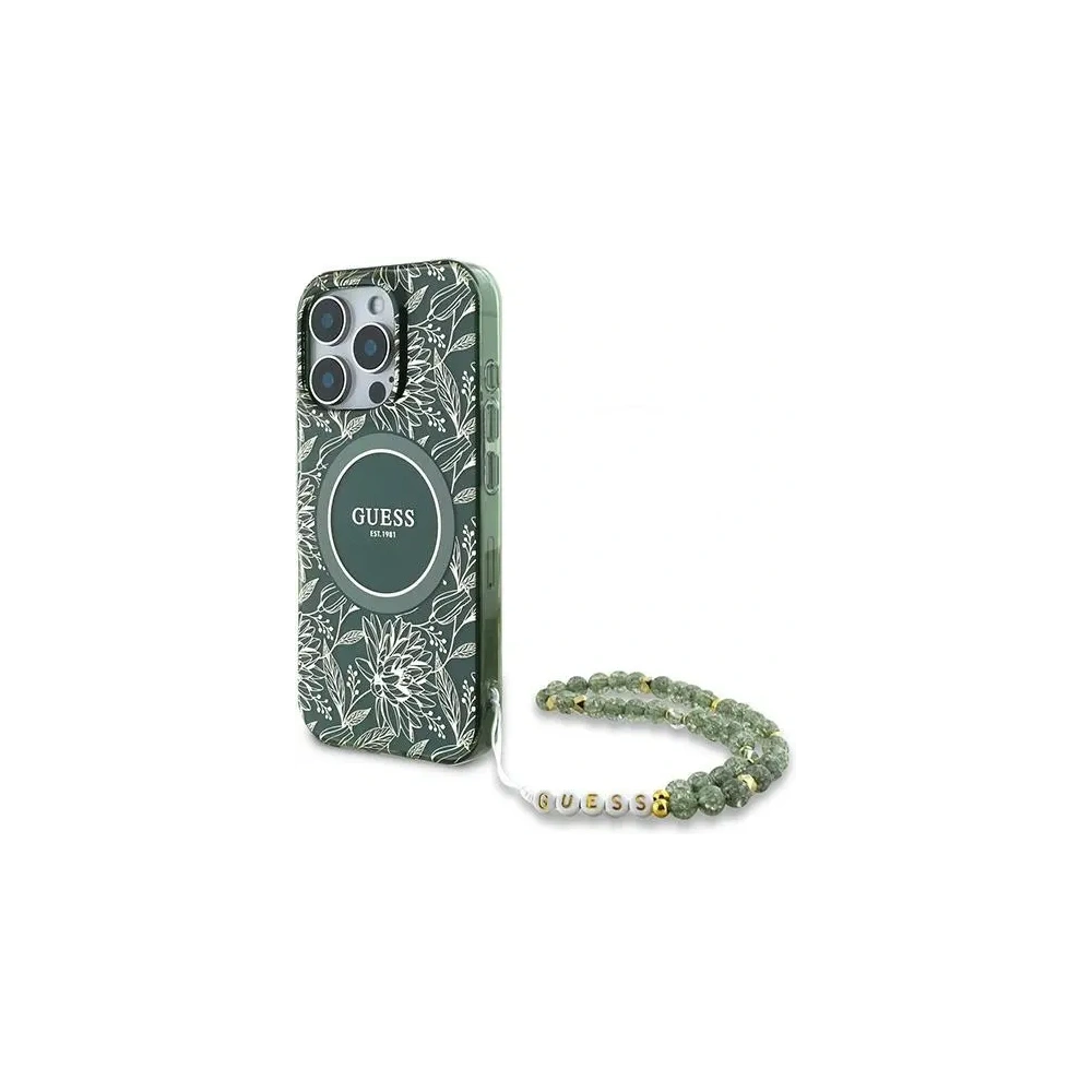 Hurtownia GSM - Etui Guess GUHMP16LHCPOFPA Apple iPhone 16 Pro hardcase IML Flowers Allover Electro With Pearl Strap MagSafe zielony/green - GUE003951 - {ean13} - Hurt