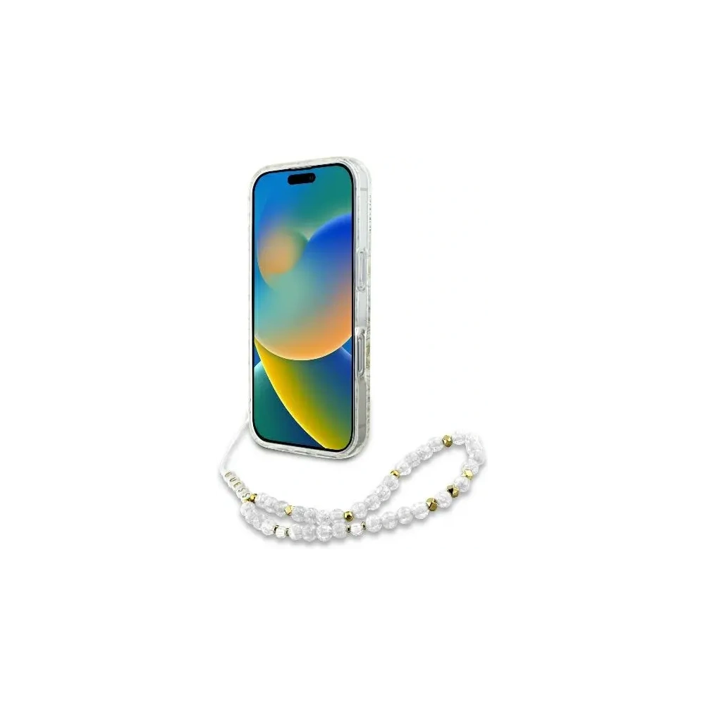 Hurtownia GSM - Etui Guess GUHMP16LHCPOFPH Apple iPhone 16 Pro hardcase IML Flowers Allover Electro With Pearl Strap MagSafe biały/white - GUE003947 - {ean13} - Hurt