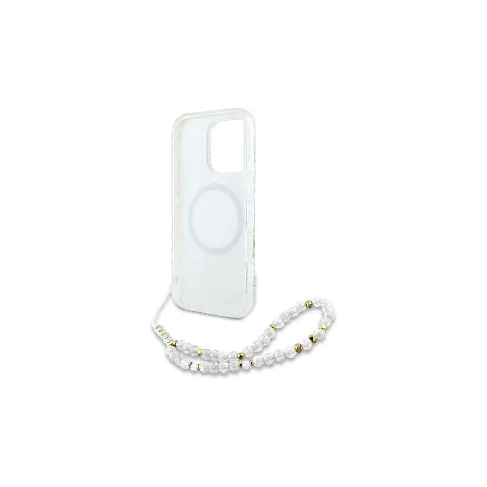 Hurtownia GSM - Etui Guess GUHMP16LHCPOFPH Apple iPhone 16 Pro hardcase IML Flowers Allover Electro With Pearl Strap MagSafe biały/white - GUE003947 - {ean13} - Hurt