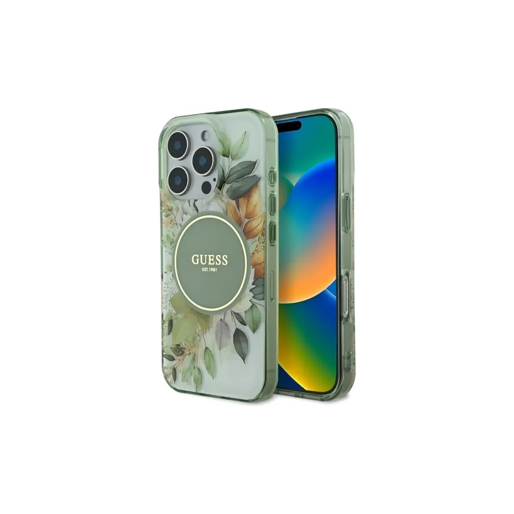 Hurtownia GSM - Etui Guess GUHMP16LHFWBDCEN Apple iPhone 16 Pro hardcase IML Flower & Tonal Circle MagSafe zielony/green - GUE003994 - {ean13} - Hurt