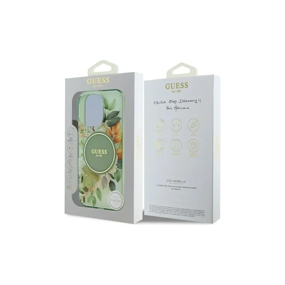 Hurtownia GSM - Etui Guess GUHMP16LHFWBDCEN Apple iPhone 16 Pro hardcase IML Flower & Tonal Circle MagSafe zelený/green - GUE003994 - {ean13} - Hurt