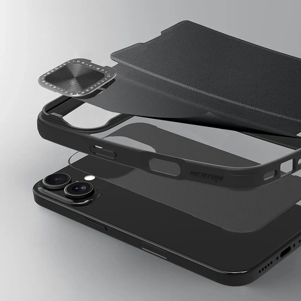 Hurtownia GSM - Etui Nillkin Qin Prop Leather Case Apple iPhone 16 czarne - NLK1610 - {ean13} - Hurt