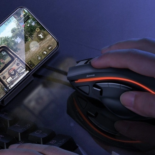 Mysz gamingowa Baseus GAMO GM01, 9 programowalnych klawiszy, 6400DPI (czarna)