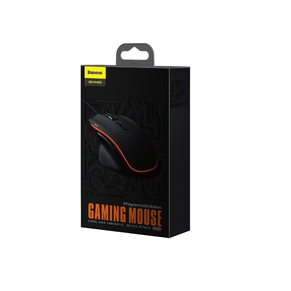 Hurtownia GSM - Mysz gamingowa Baseus GAMO GM01, 9 programowalnych klawiszy, 6400DPI (czarna) - BSU1158BLK - {ean13} - Hurt