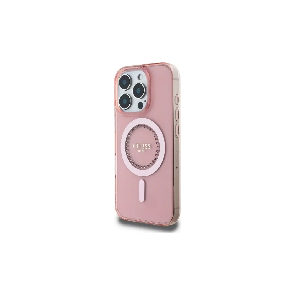 Hurtownia GSM - Guess GUHMP16LPFTDTEP Apple iPhone 16 Pro carcasă dură IML cu cristale strass MagSafe roz - GUE003978 - {ean13} - Hurt