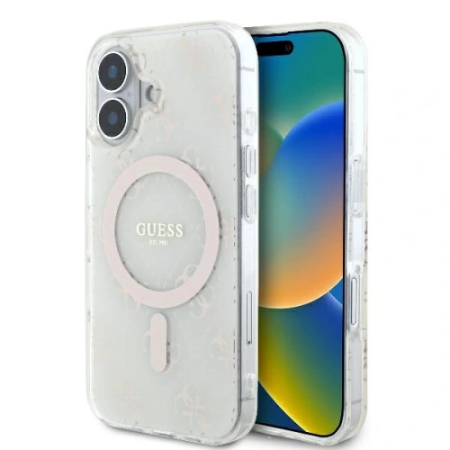 Etui Guess GUHMP16MH4DTEH Apple iPhone 16 Plus hardcase IML 4G Background MagSafe biały/white