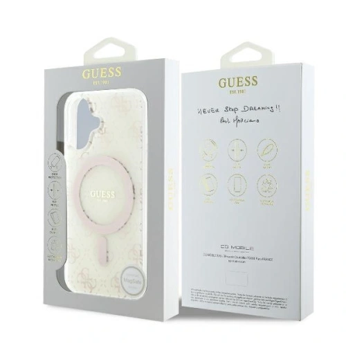 Etui Guess GUHMP16MH4DTEH Apple iPhone 16 Plus hardcase IML 4G Background MagSafe biały/white