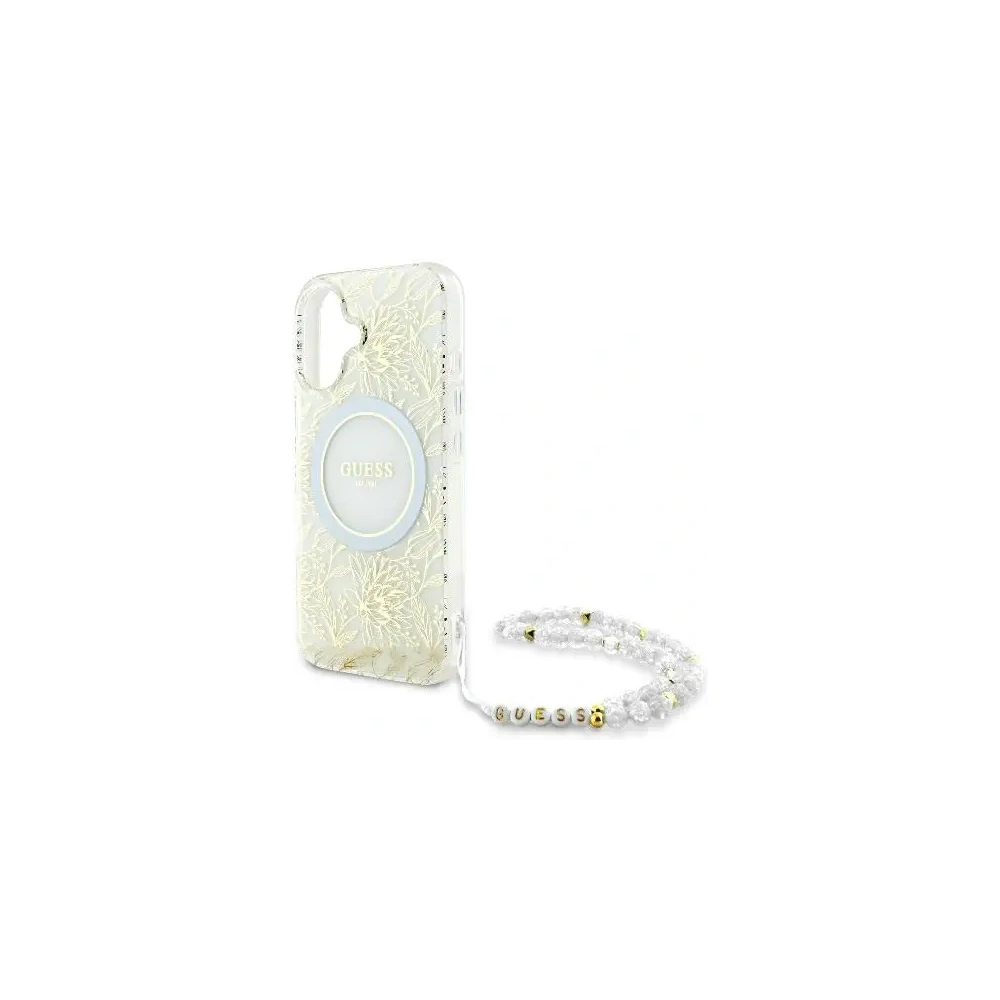 Hurtownia GSM - Etui Guess GUHMP16MHCPOFPH Apple iPhone 16 Plus hardcase IML Flowers Allover Electro With Pearl Strap MagSafe bílý/white - GUE003946 - {ean13} - Hurt