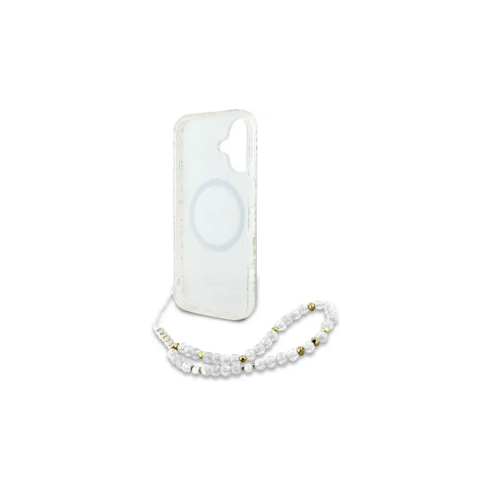 Hurtownia GSM - Etui Guess GUHMP16MHCPOFPH Apple iPhone 16 Plus hardcase IML Flowers Allover Electro With Pearl Strap MagSafe biały/white - GUE003946 - {ean13} - Hurt