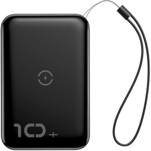 Powerbank Baseus Mini S z ładowaniem indukcyjnym, 10000mAh, 18W, USB (czarny)