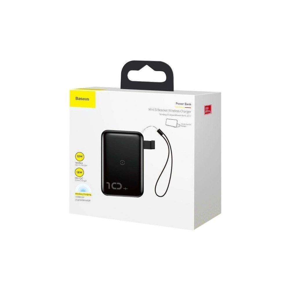 Hurtownia GSM - Powerbank Baseus Mini S z ładowaniem indukcyjnym, 10000mAh, 18W, USB (czarny) - BSU1177BLK - {ean13} - Hurt