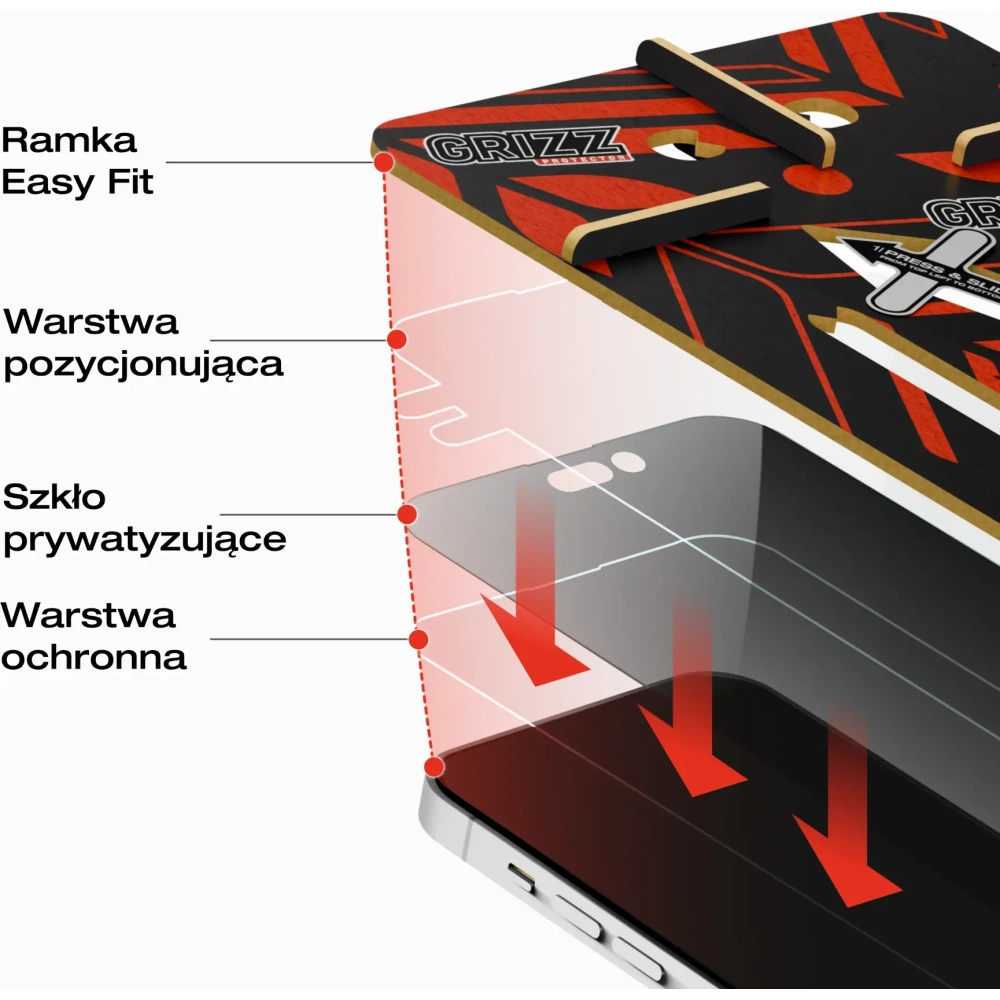 Szkło prywatyzujące GrizzGlass SecretGlass Easy do Apple iPhone 16