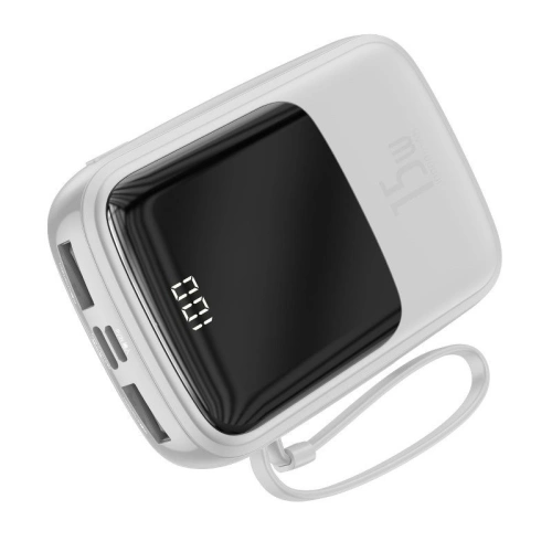 Powerbank Baseus Qpow z kablem Lightning, 10000mAh, 3A, 15W (biały)