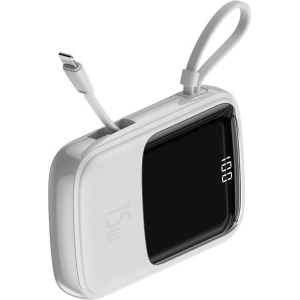 Powerbank Baseus Qpow z kablem Lightning, 10000mAh, 3A, 15W (biały)