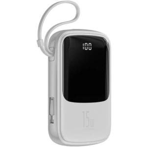 Powerbank Baseus Qpow z kablem Lightning, 10000mAh, 3A, 15W (biały)