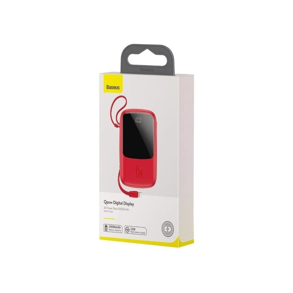 Hurtownia GSM - Powerbank Baseus Qpow z kablem Lightning, 10000mAh, 3A, 15W (czerwony) - BSU1183RED - {ean13} - Hurt