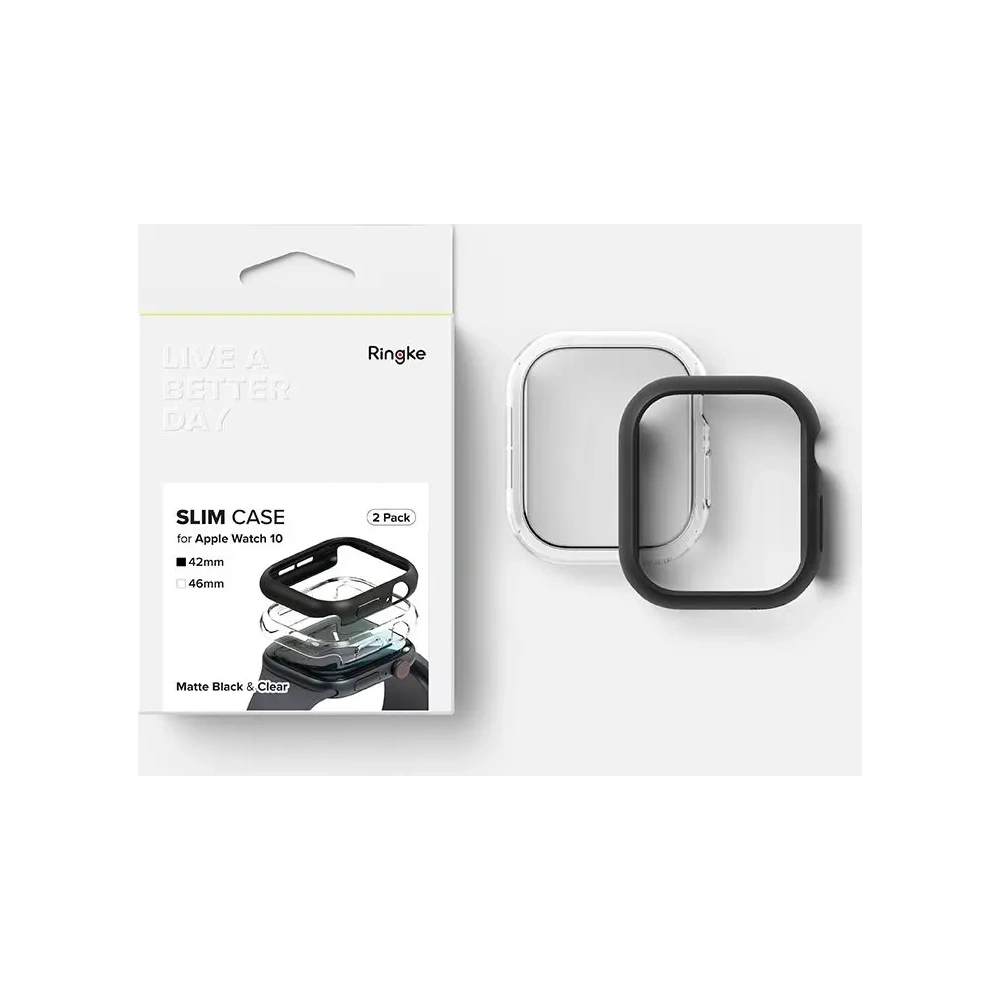Hurtownia GSM - Ringke Slim Apple Watch 10 42mm Clar & Negru Mat [2 PACHET] - RGK11655 - {ean13} - Hurt