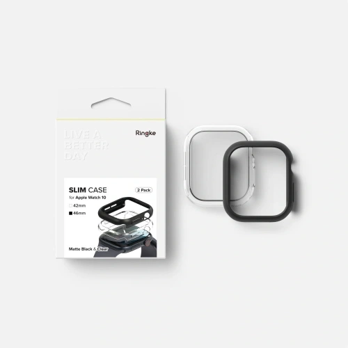 Etui Ringke Slim Apple Watch 10 / 11 46mm Clear & Matte Black [2 PACK]