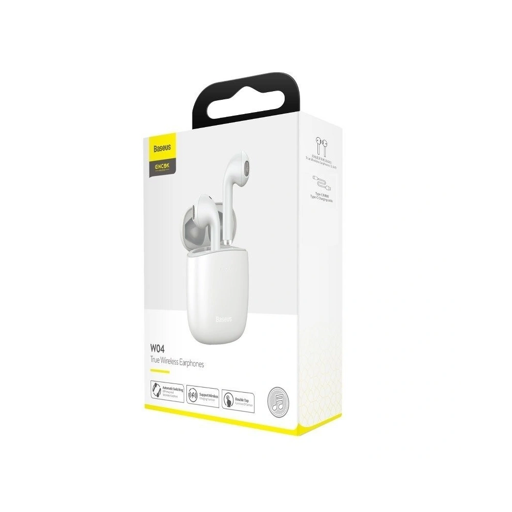 Hurtownia GSM - Bezprzewodowe słuchawki Baseus Encok W04 TWS, Bluetooth 5.0 (białe) - BSU1191WHT - {ean13} - Hurt