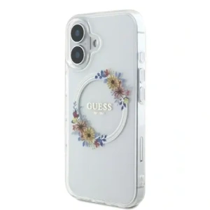 Wholesale Guess GUHMP16MHFWFCT Apple iPhone 16 Plus hardcase IML Flowers Wreath MagSafe transparent - GUE3638 - {ean13} - Hurt