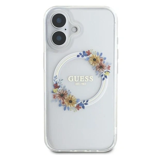 Etui Guess GUHMP16MHFWFCT Apple iPhone 16 Plus hardcase IML Flowers Wreath MagSafe przeźroczysty/transparent