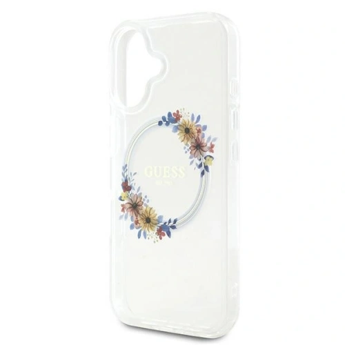 Etui Guess GUHMP16MHFWFCT Apple iPhone 16 Plus hardcase IML Flowers Wreath MagSafe przeźroczysty/transparent