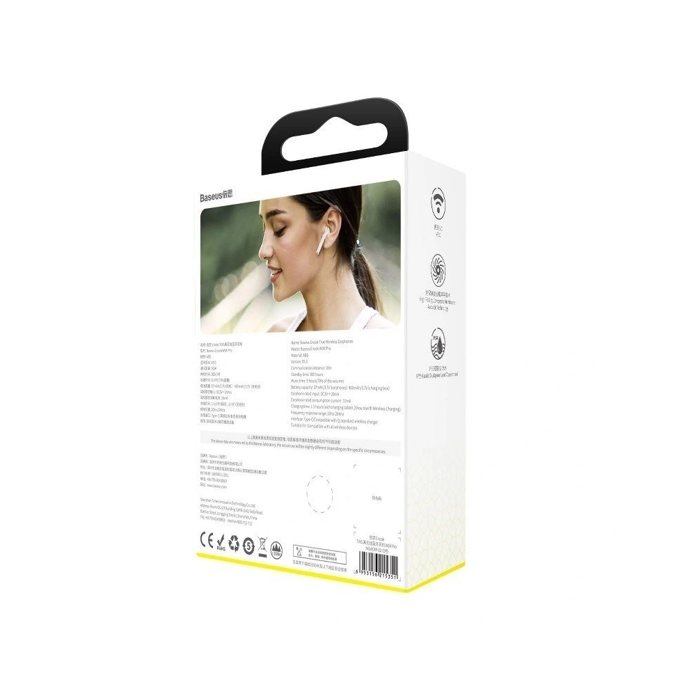 Hurtownia GSM - Bezprzewodowe słuchawki Baseus Encok W04 TWS, Bluetooth 5.0 (białe) - BSU1191WHT - {ean13} - Hurt