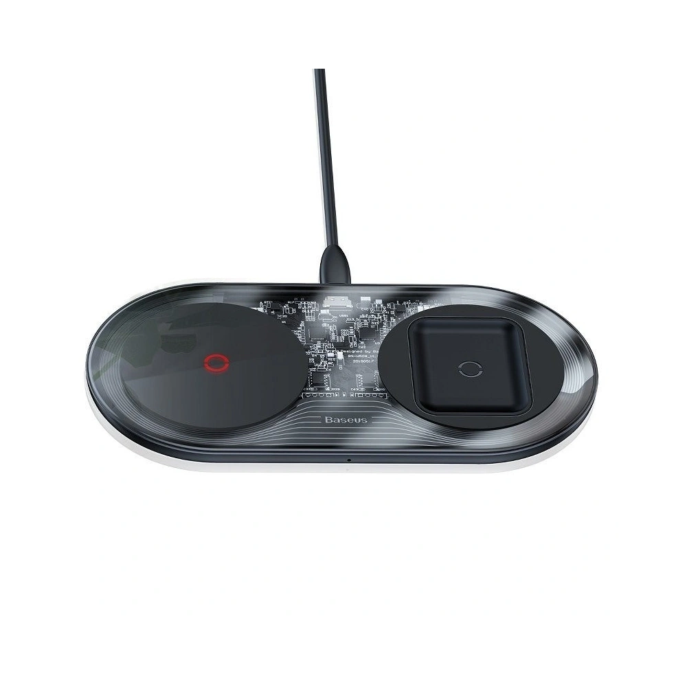 Hurtownia GSM - Ładowarka indukcyjna Qi 2w1 Baseus Simple Turbo, 20W do smartfona i Apple Airpods (przezroczysta) - BSU1195CL - {ean13} - Hurt