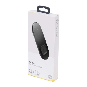 Wireless charger Qi 2w1 Baseus Simple Turbo, 20W for smartphone & Apple Airpods Transparent