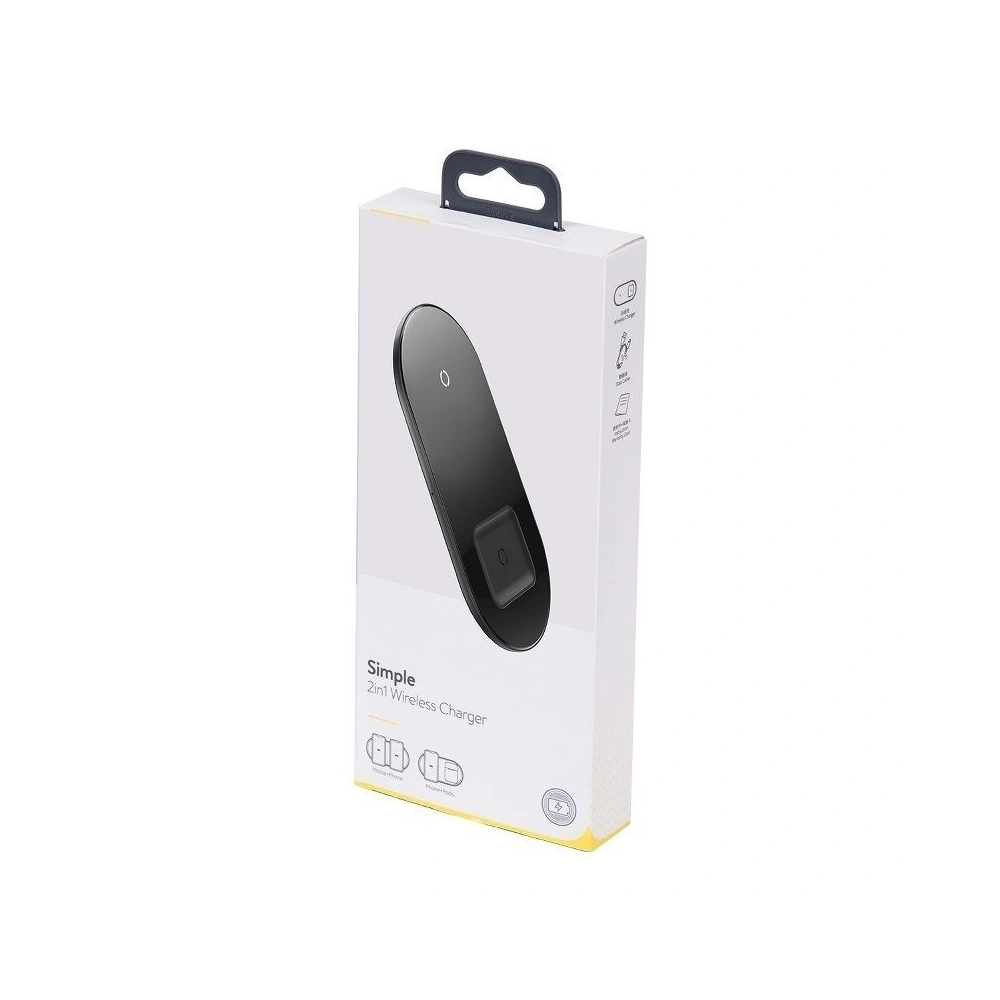 Hurtownia GSM - Ładowarka indukcyjna Qi 2w1 Baseus Simple Turbo, 20W do smartfona i Apple Airpods (przezroczysta) - BSU1195CL - {ean13} - Hurt