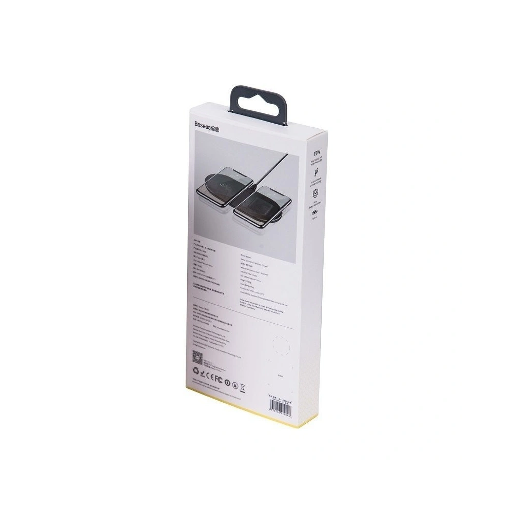 Hurtownia GSM - Ładowarka indukcyjna Qi 2w1 Baseus Simple Turbo, 20W do smartfona i Apple Airpods (przezroczysta) - BSU1195CL - {ean13} - Hurt