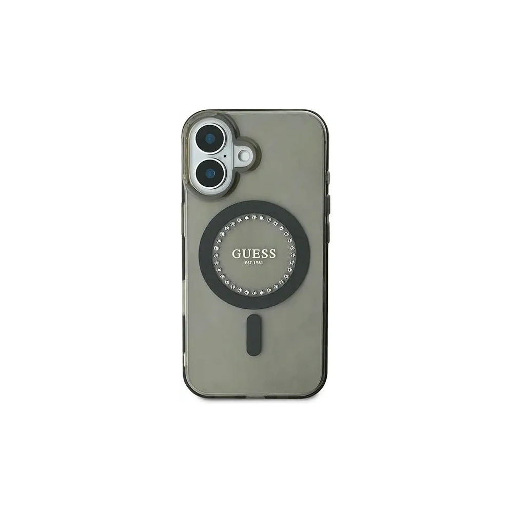 Wholesale Guess GUHMP16MPFTDTEK Apple iPhone 16 Plus hardcase IML Rhinestones MagSafe black - GUE3639 - {ean13} - Hurt
