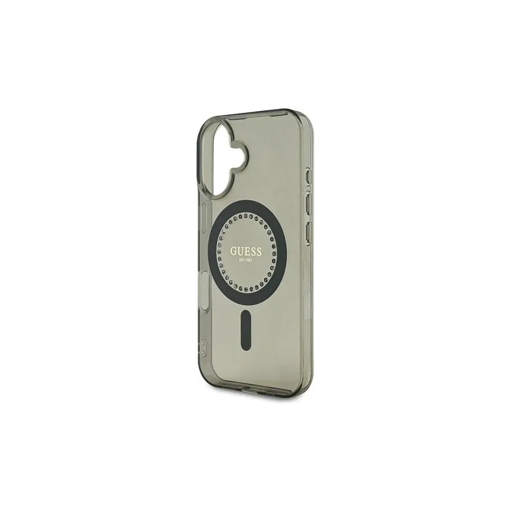 Wholesale Guess GUHMP16MPFTDTEK Apple iPhone 16 Plus hardcase IML Rhinestones MagSafe black - GUE3639 - {ean13} - Hurt