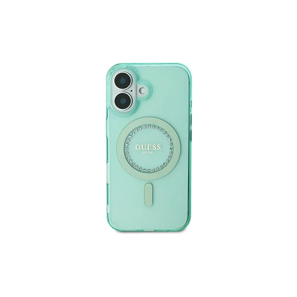 Wholesale Guess GUHMP16MPFTDTEN Apple iPhone 16 Plus hardcase IML Rhinestones MagSafe green - GUE3640 - {ean13} - Hurt