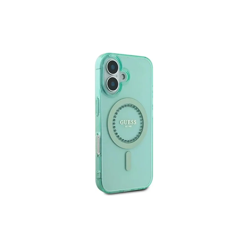 Wholesale Guess GUHMP16MPFTDTEN Apple iPhone 16 Plus hardcase IML Rhinestones MagSafe green - GUE3640 - {ean13} - Hurt