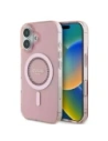 Guess GUHMP16MPFTDTEP Apple iPhone 16 Plus kemény tok IML Ragyogók MagSafe rózsaszín
