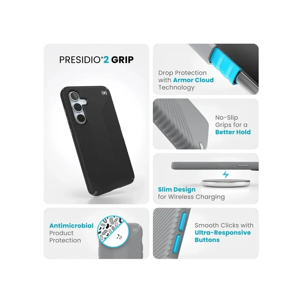 Hurtownia GSM - Etui Speck Presidio2 Grip Samsung Galaxy S24 FE (Černá/Antracitově šedá/Bílá) - SPK699 - {ean13} - Hurt