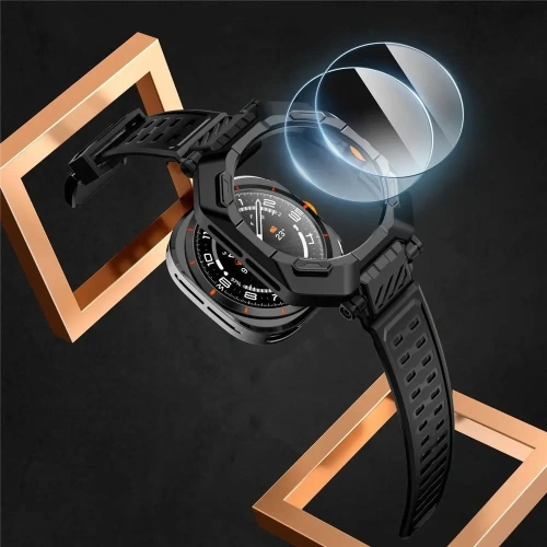 Etui Supcase Unicorn Beetle Pro & Tempered Glass [2 PACK] Samsung Galaxy Watch Ultra 47mm Black