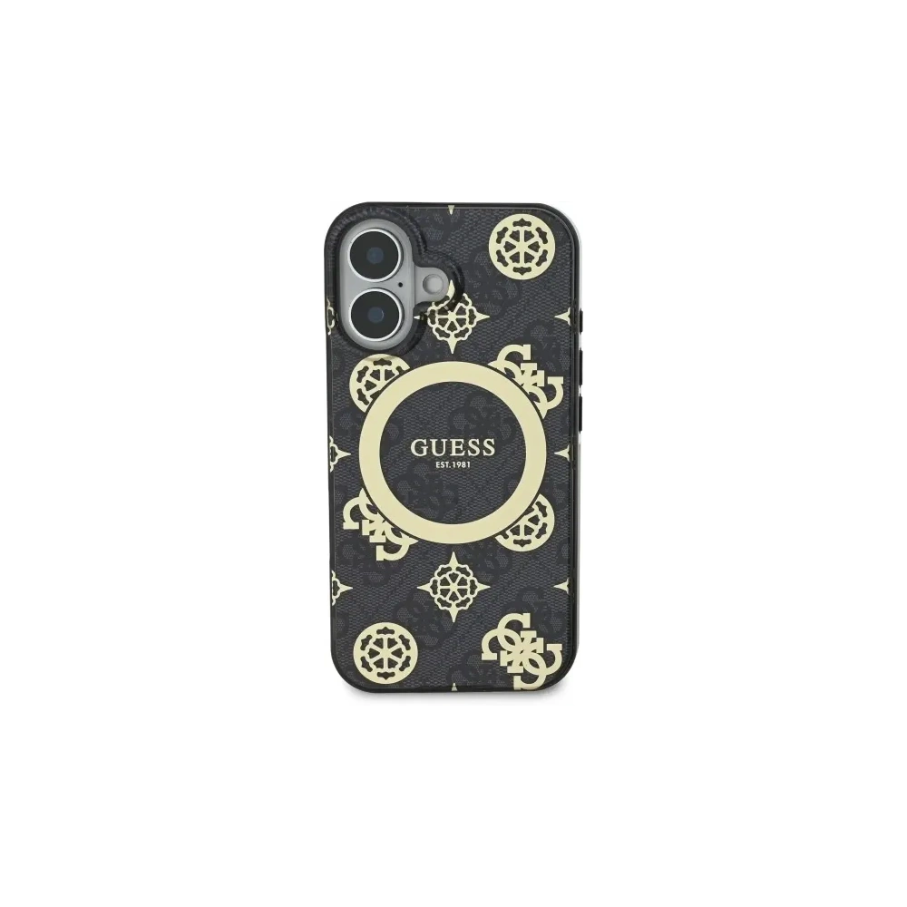 Hurtownia GSM - Guess GUHMP16SH4PYEEK Apple iPhone 16 Hardcase IML Pfingstrose Auf 4G Hintergrund MagSafe schwarz - GUE3646 - {ean13} - Hurt